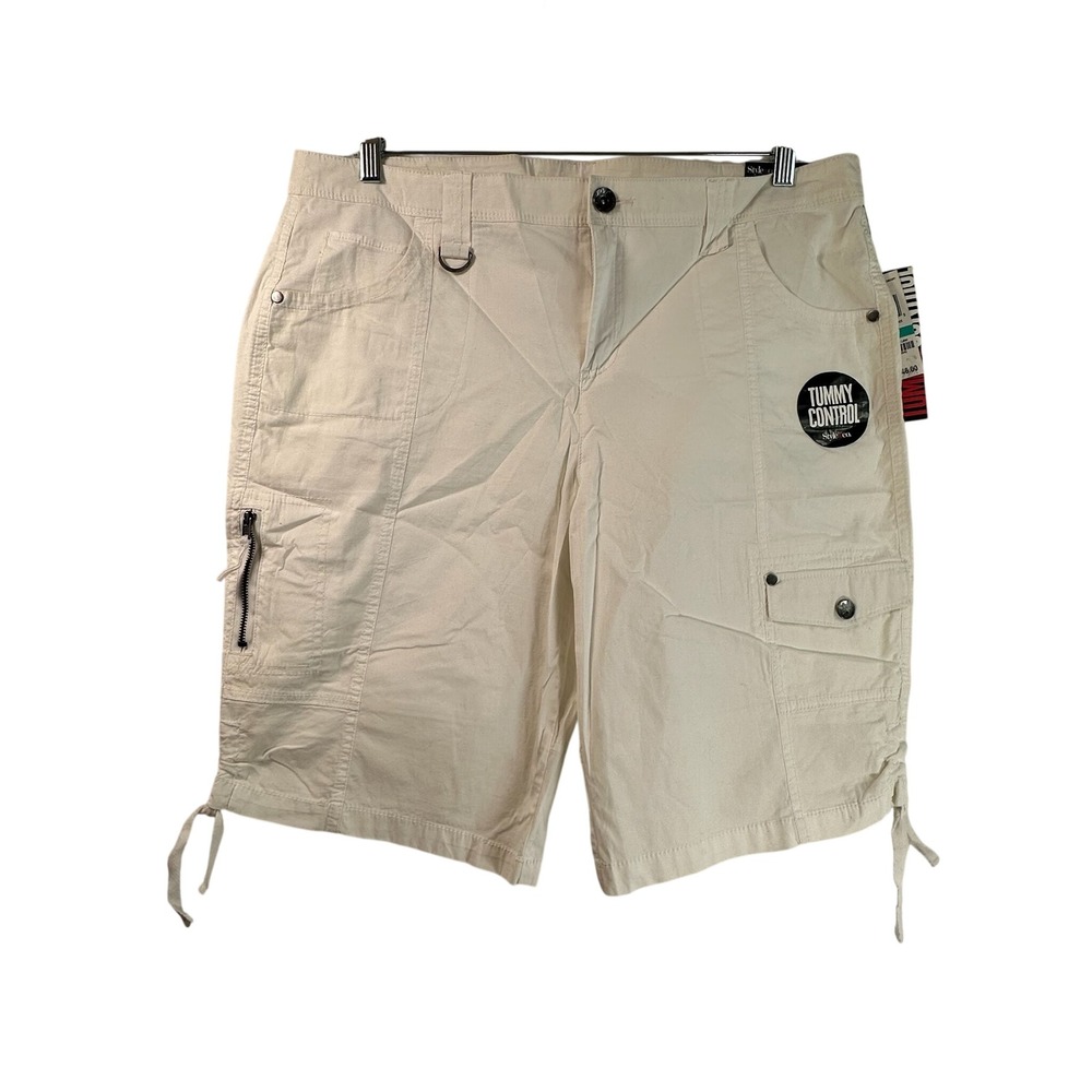 Style & Co Womens 16 White Tummy Control Cargo Shorts 53245WT805 NWT